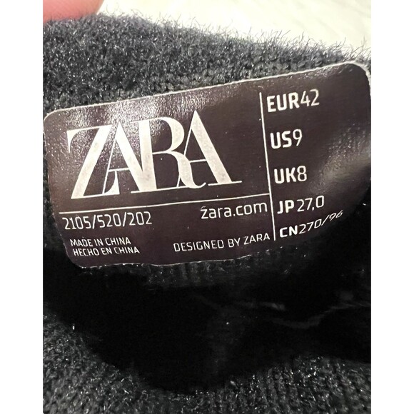 ZARA Men Sock Knit Fabric High-Top Sneakers Black Size US 9 EUR 42 - Picture 14 of 15